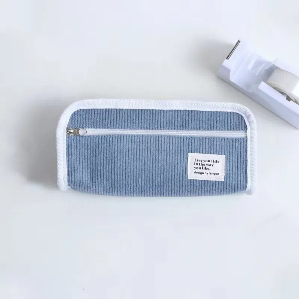 Bolsa de papelería rosa, azul  - Aesthetic Large Pencil Case Pouch reseña y precio